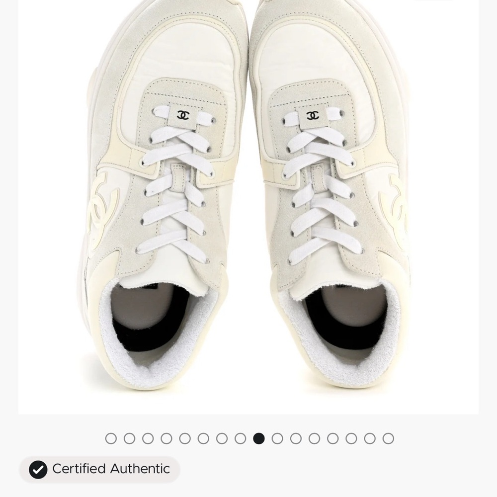 Authentic CHANEL White and Cream Sneakers - Picture 6 of 9